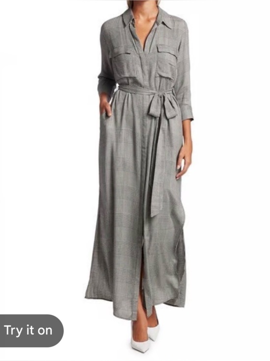 L'AGENCE Dresses & Skirts - L’AGENCE Cameron Shirt Long Dress houndstooth extra small tall belted
